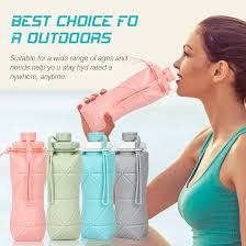 Collapsible Silicone Water Bottle – Leakproof BPA-Free Foldable Travel Bottle