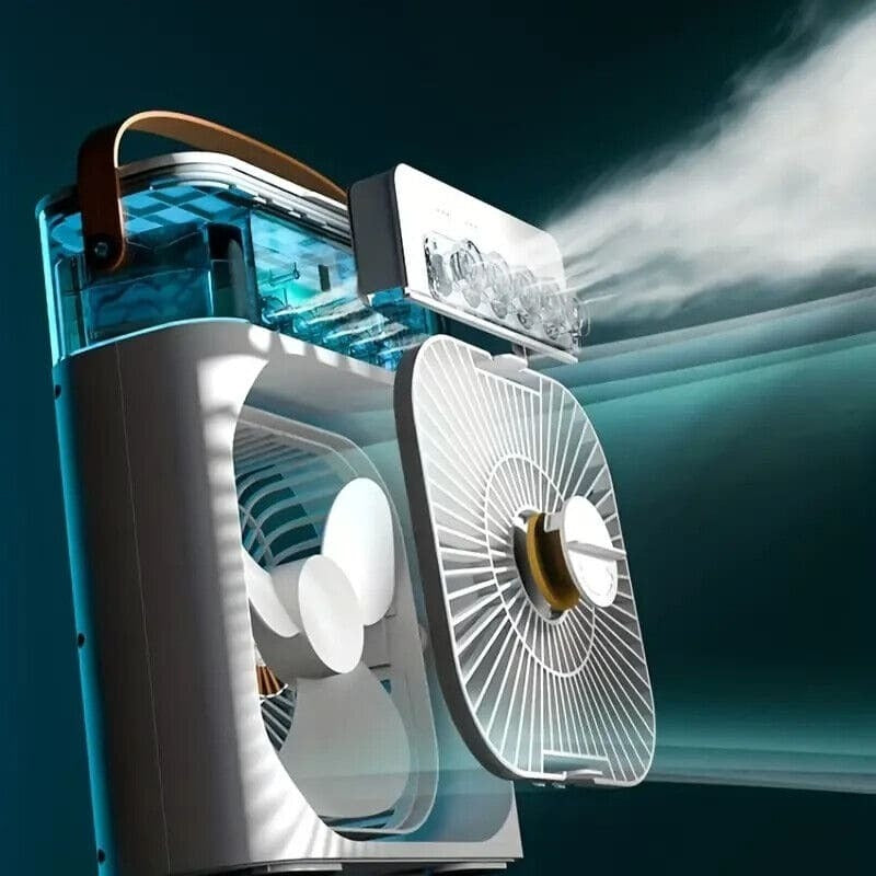 Portable USB Air Cooler Fan with Water Tank & LED Light | Mini Desk Cooling Fan Rechargeable