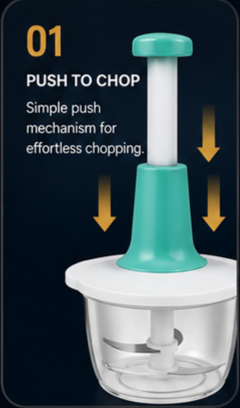 Manual Push Vegetable Chopper – Hand Press Food Chopper for Onion, Garlic, Vegetables & Fruits