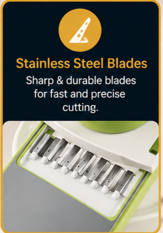 Multifunctional Vegetable Cutter with Stainless Steel Blades & Hand Guard |