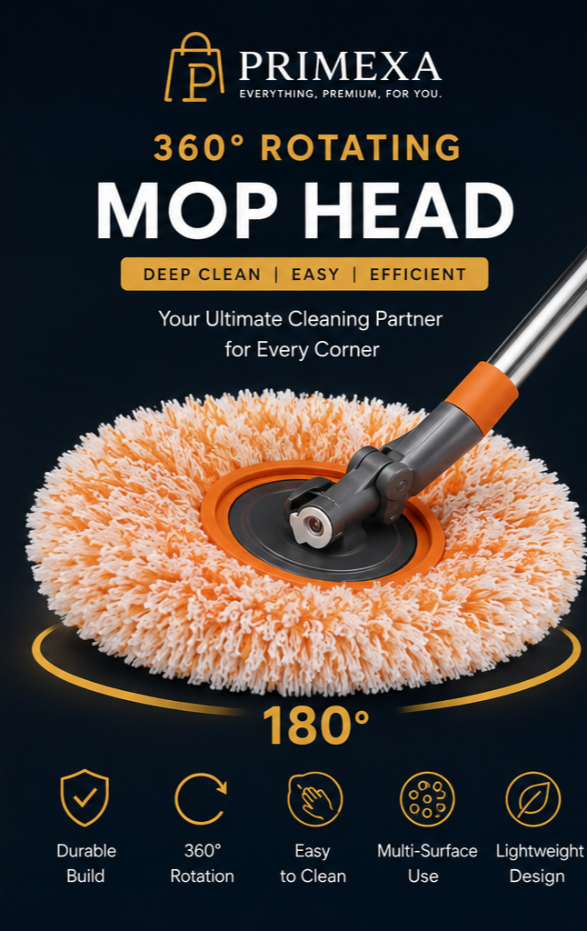 360° Rotating Microfiber Spin Mop with 180° Flexible Head for Home Floor Cleaning