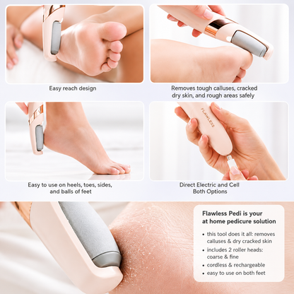 Flawless Pedi Electronic Pedicure Tool | Electric Foot Callus Remover for Smooth & Soft Feet
