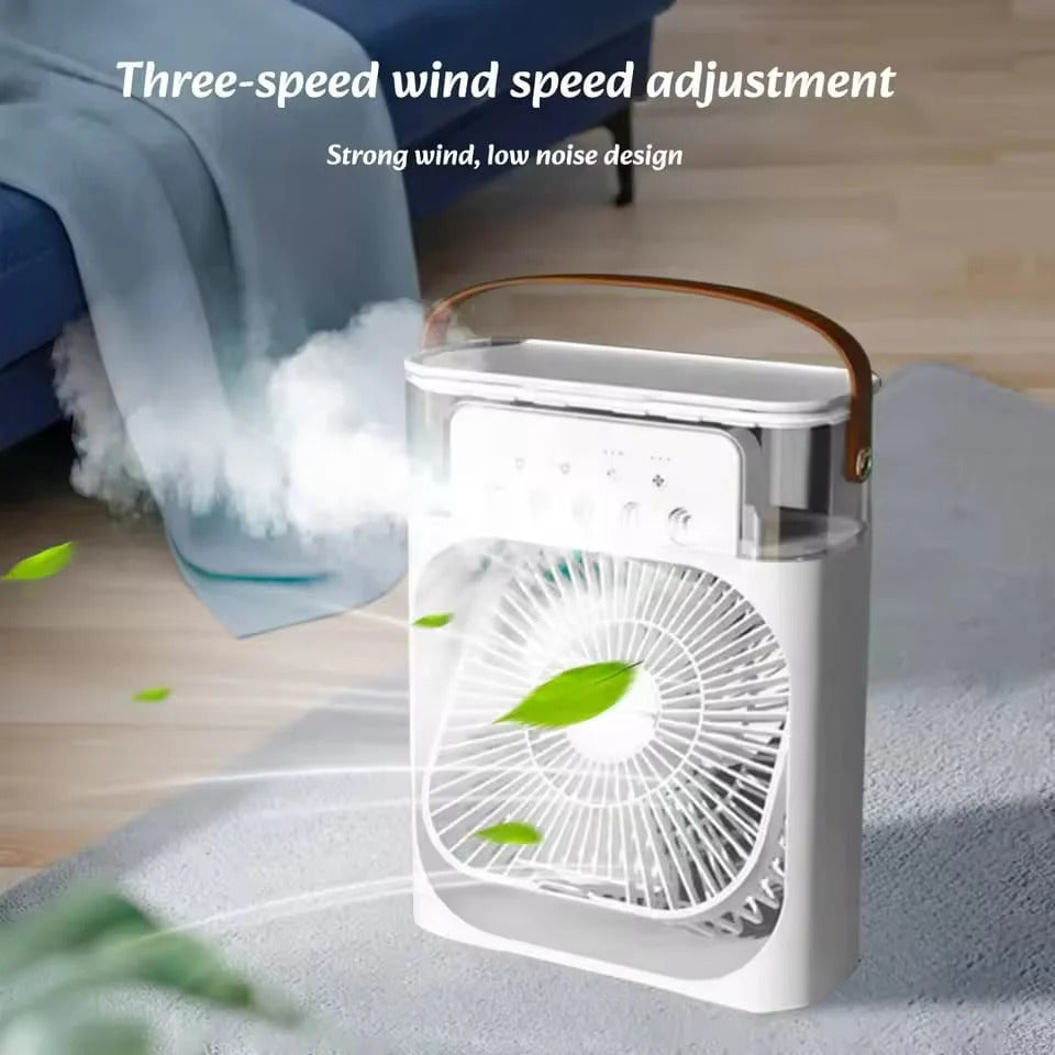 Portable USB Air Cooler Fan with Water Tank & LED Light | Mini Desk Cooling Fan Rechargeable