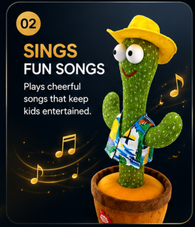 Dancing & Singing Cactus Toy with Music & Funny Moves for Kids