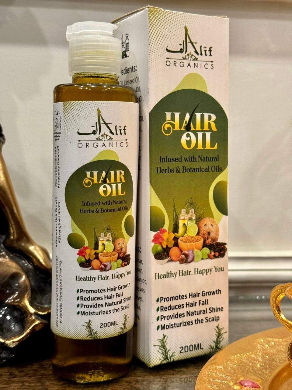 Alif Organics Herbal Hair Oil 200ml – Natural Hair Growth & Scalp Care Oil