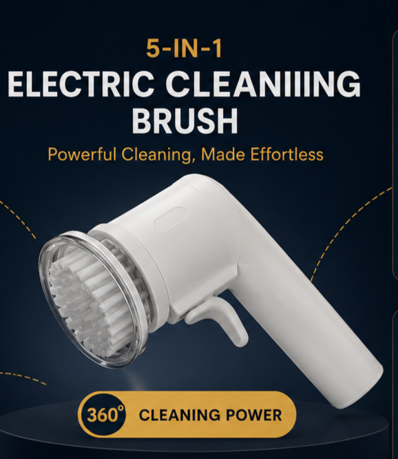 5-in-1 Electric Cleaning Brush | Cordless Rechargeable Scrubber for Kitchen, Bathroom & Home Cleaning