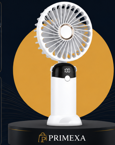 Portable Rechargeable Handheld Mini Fan with Digital Display