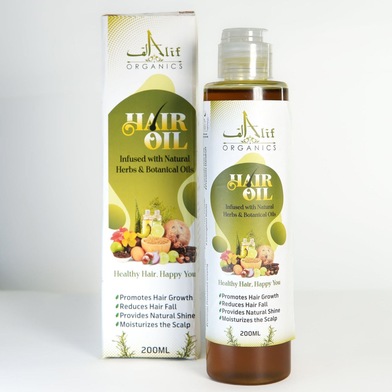Alif Organics Herbal Hair Oil 200ml – Natural Hair Growth & Scalp Care Oil