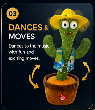 Dancing & Singing Cactus Toy with Music & Funny Moves for Kids