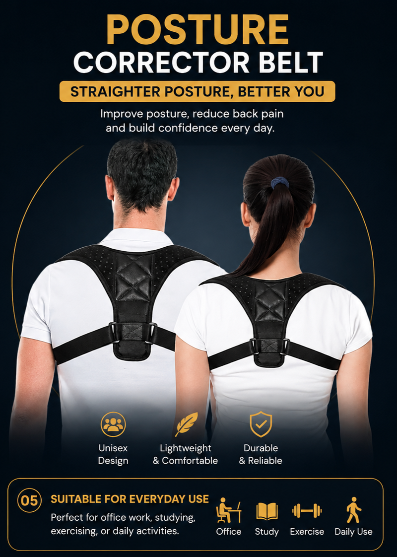Adjustable Back Posture Corrector Brace for Men & Women