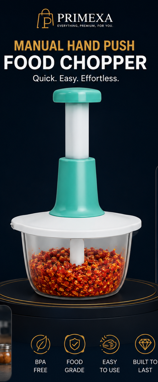 Manual Push Vegetable Chopper – Hand Press Food Chopper for Onion, Garlic, Vegetables & Fruits