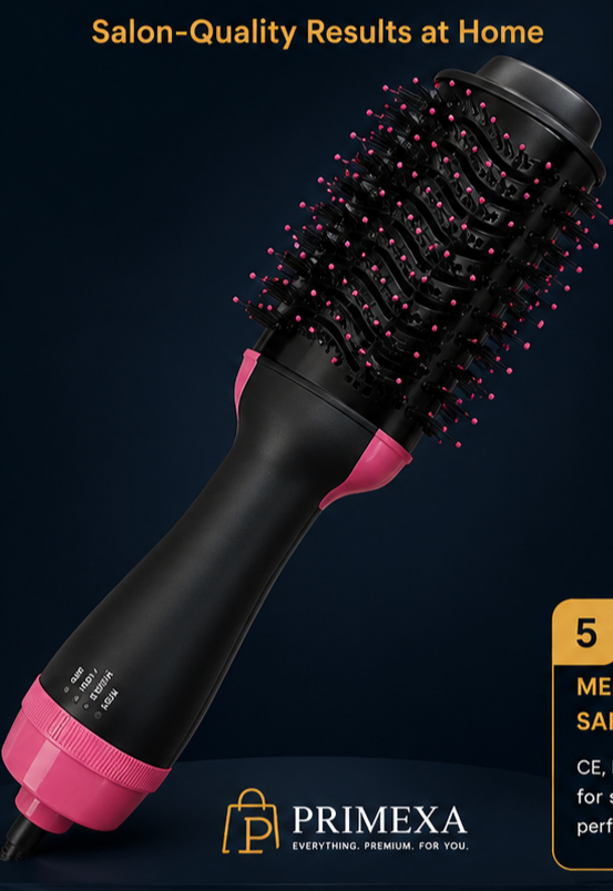 5-in-1 Hot Air Styler Hair Dryer Brush | Hair Straightener, Curler & Volumizer Brush